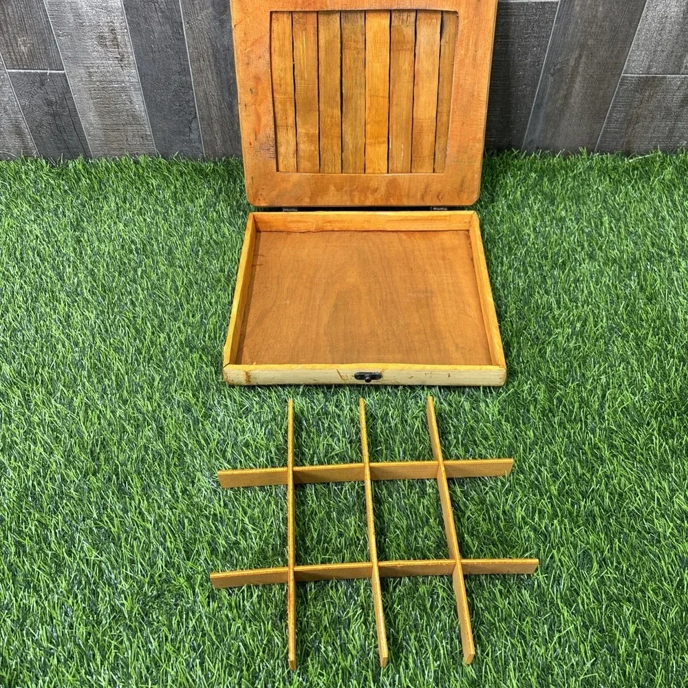 Vintage Bamboo‎ WoodBox Divided Storage Organizer Tropical Beach Decor